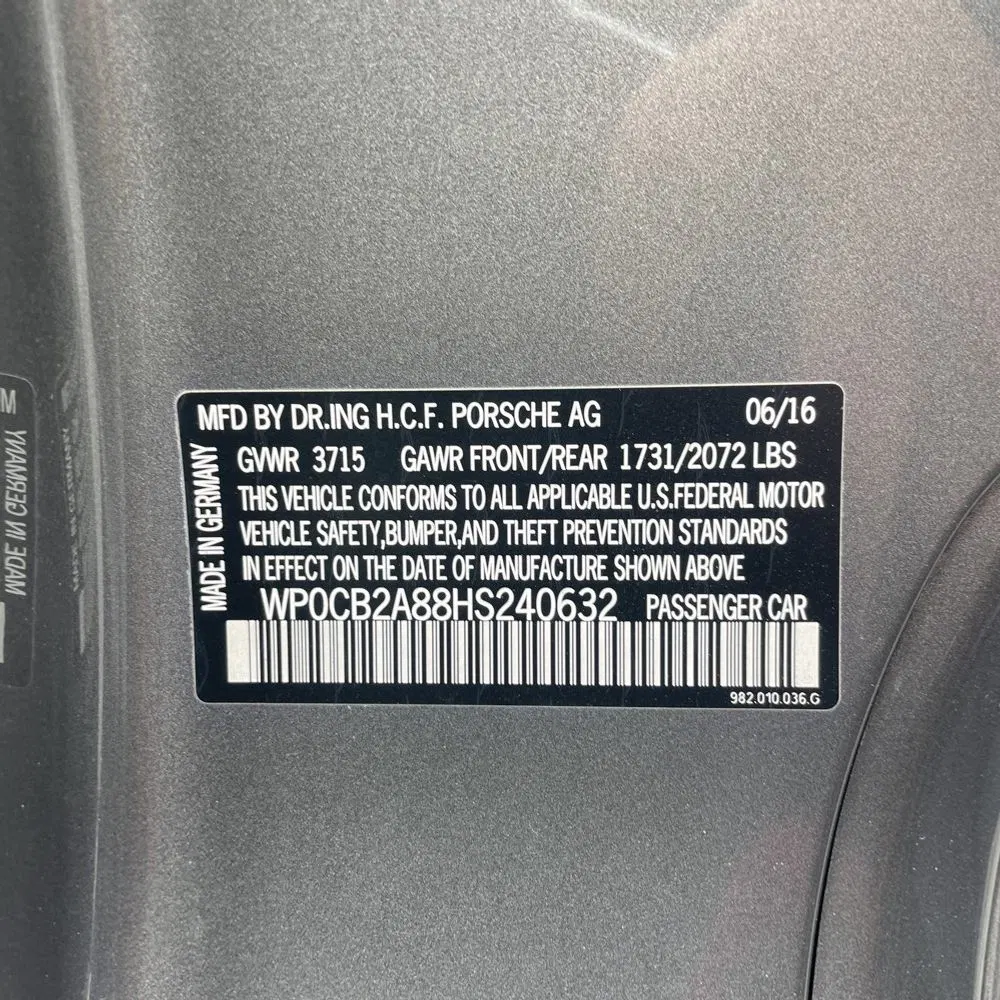 2017 Porsche 718 Boxster S