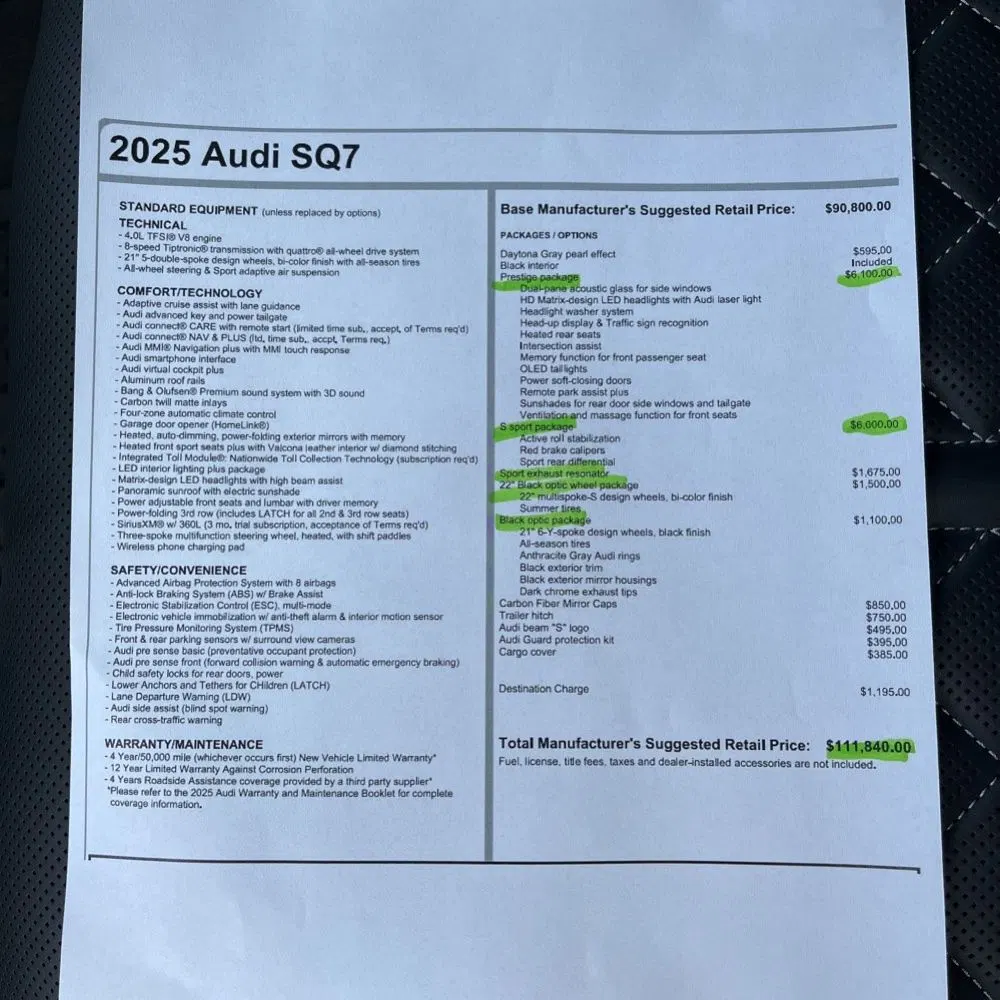 2025 Audi SQ7 Prestige
