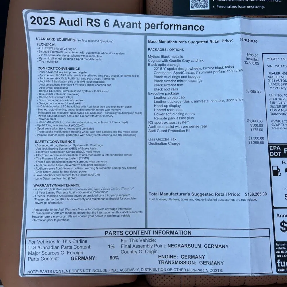 2025 Audi RS 6 Performance