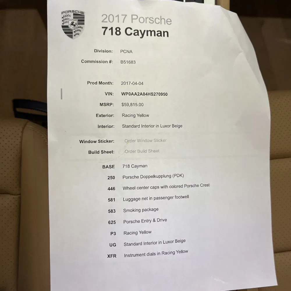 2017 Porsche 718 Cayman Base