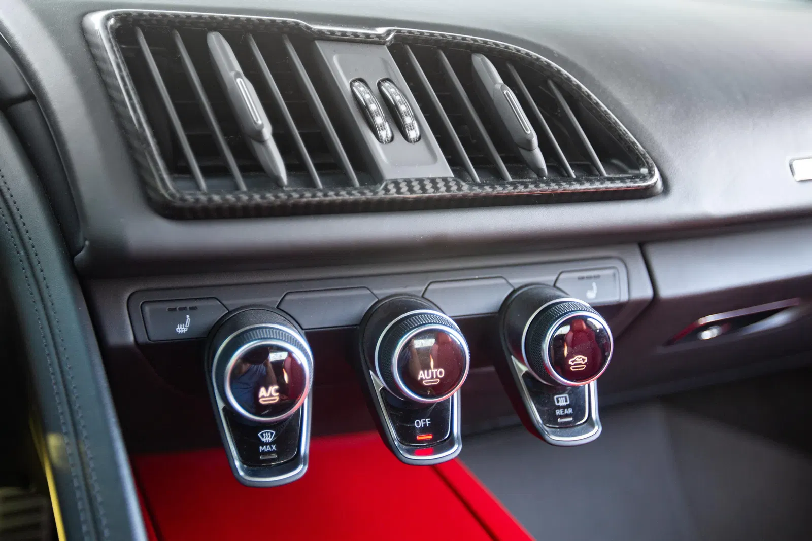 2020 Audi R8 V10 Coupe - Carbon Exterior and Interior Packages, Express Red Diamond-Stitch Full Leather Interior