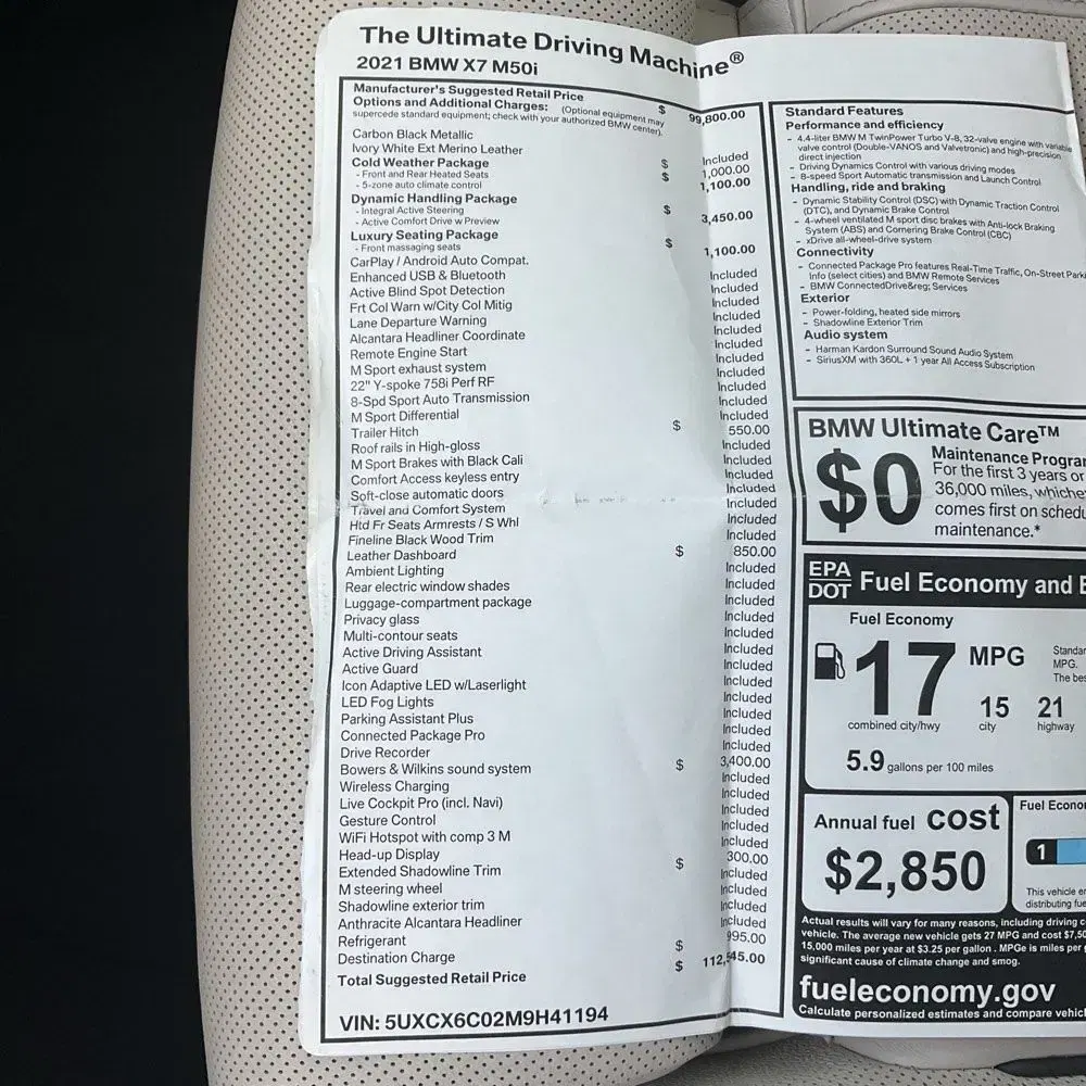 2021 BMW X7 M50i
