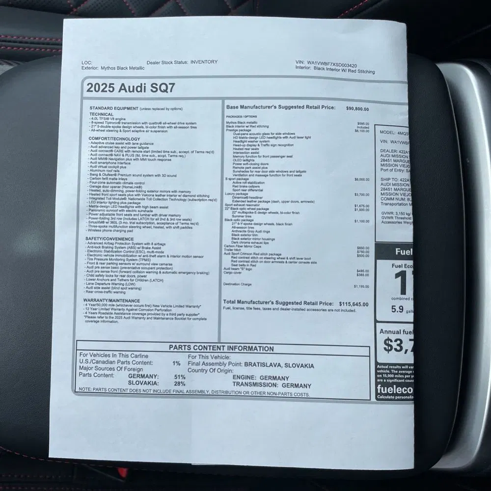 2025 Audi SQ7 Prestige