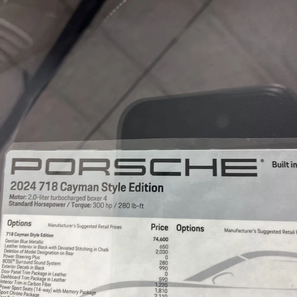 2024 Porsche 718 Cayman Style Edition