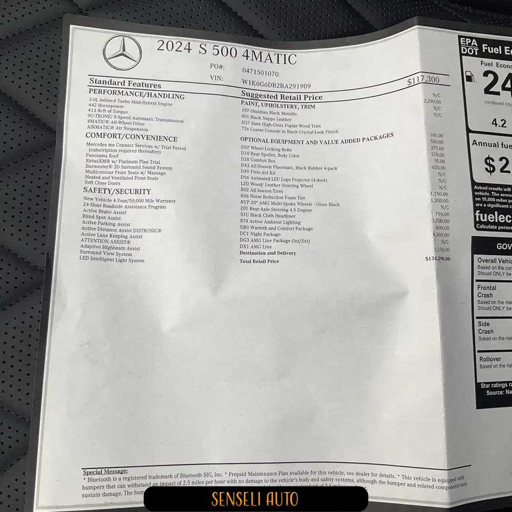 2024 Mercedes-Benz S-Class S 500 4MATIC