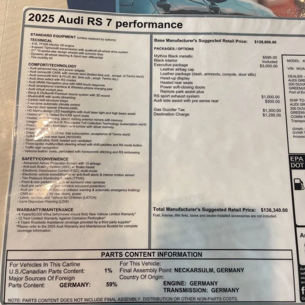 2025 Audi RS 7 Performance