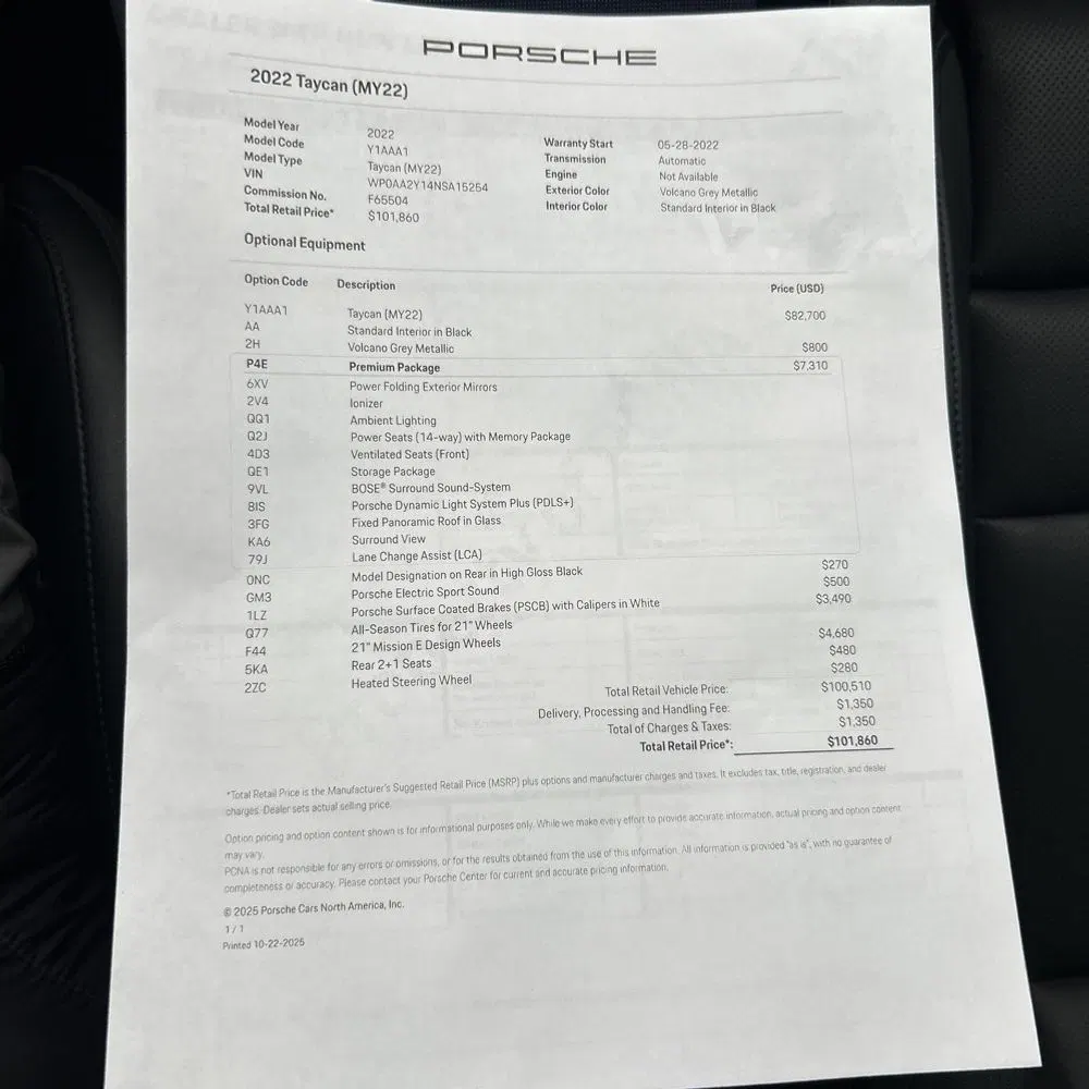 2022 Porsche Taycan Base